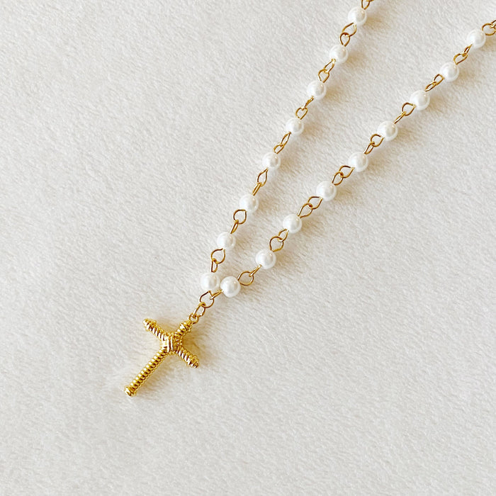 Cabled Cross Pendant Necklace